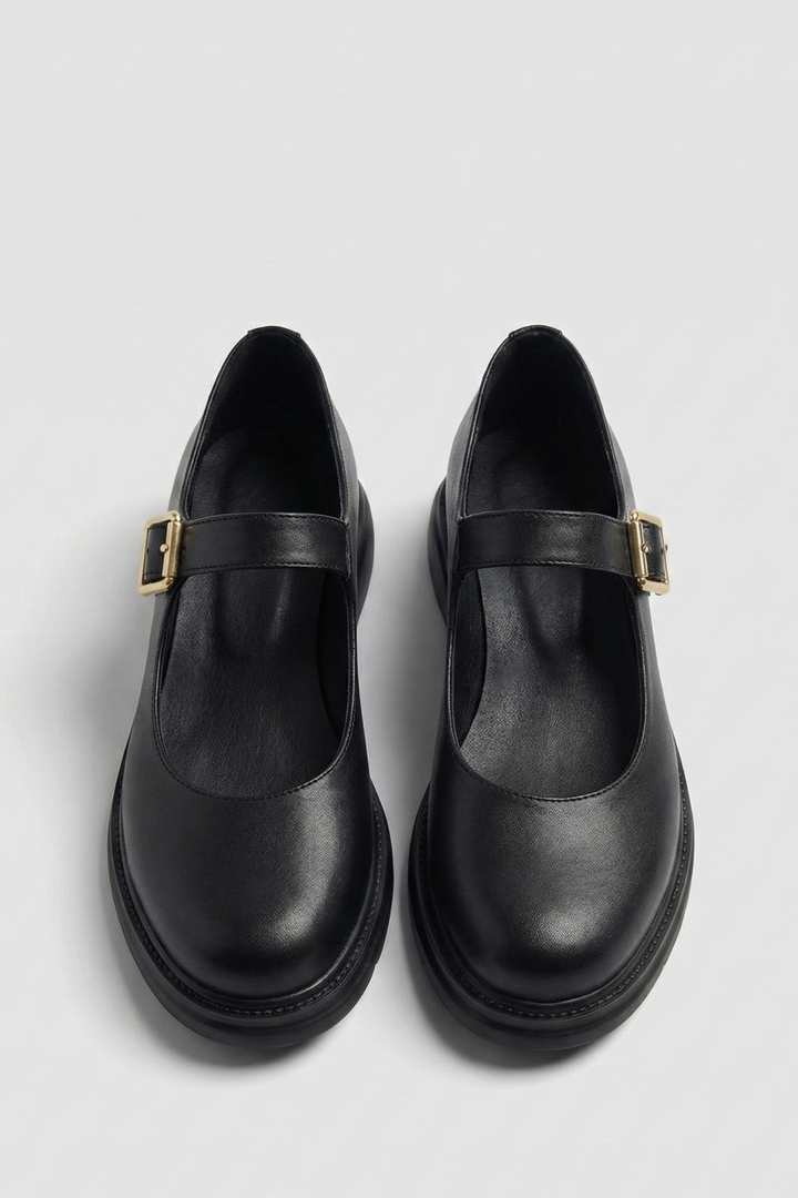 Yokox Kadın Siyah Tokalı Oxford Ayakkabı