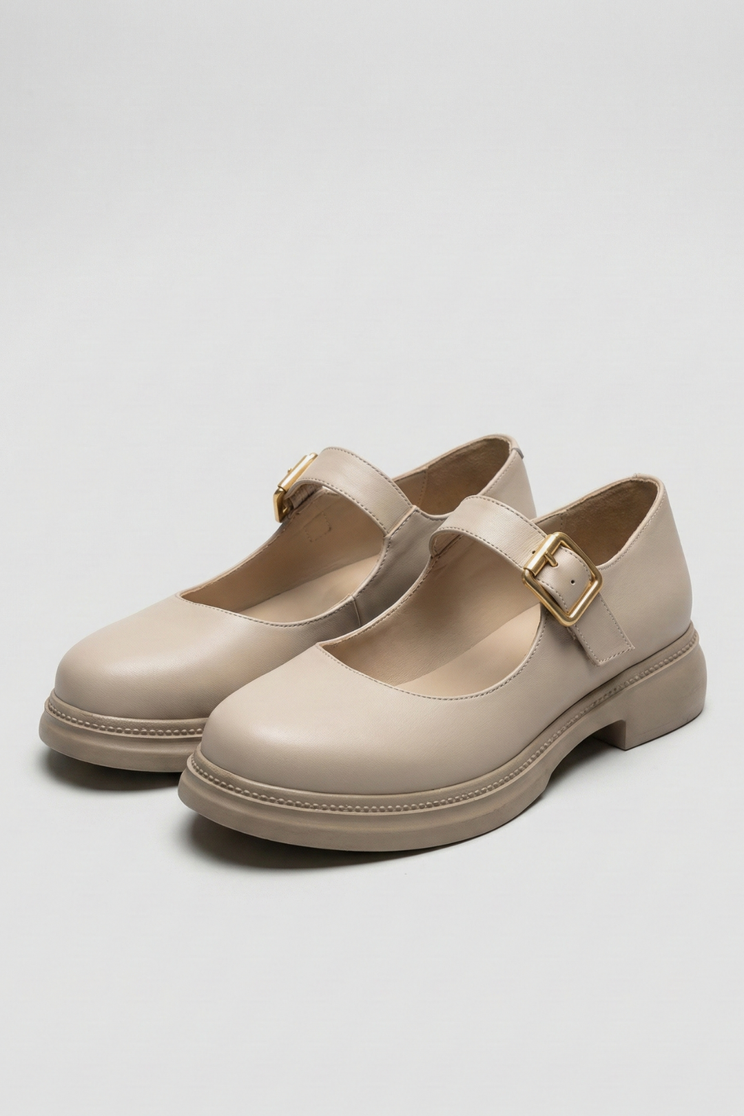 Yokox Kadın Bej Tokalı Oxford Ayakkabı