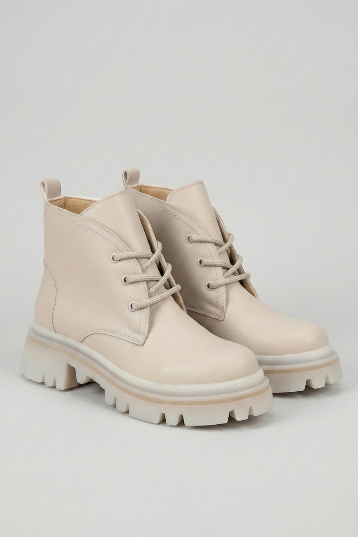 Fonsi Kadın Cilt Kalın Taban Bej Bot