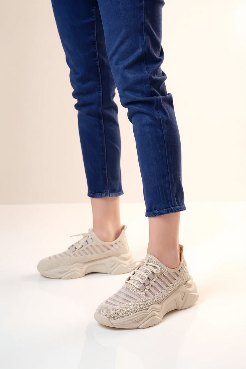 Ante Bej Triko Bağcıklı Spor Ayakkabı