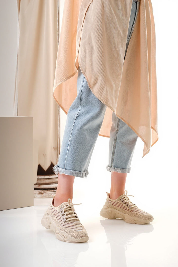 Ante Bej Triko Bağcıklı Spor Ayakkabı