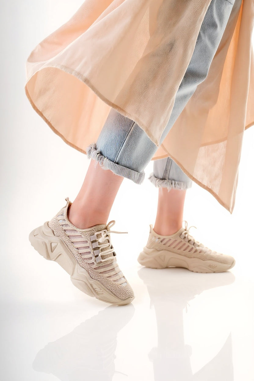 Ante Bej Triko Bağcıklı Spor Ayakkabı