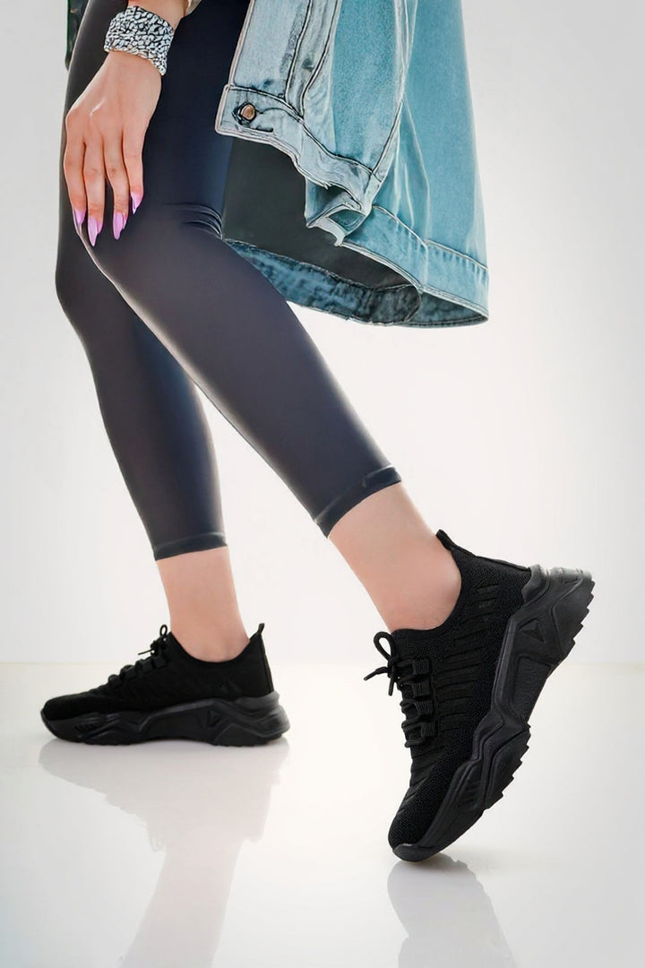 Ante Kadın Siyah Triko Bağcıklı Spor Ayakkabı