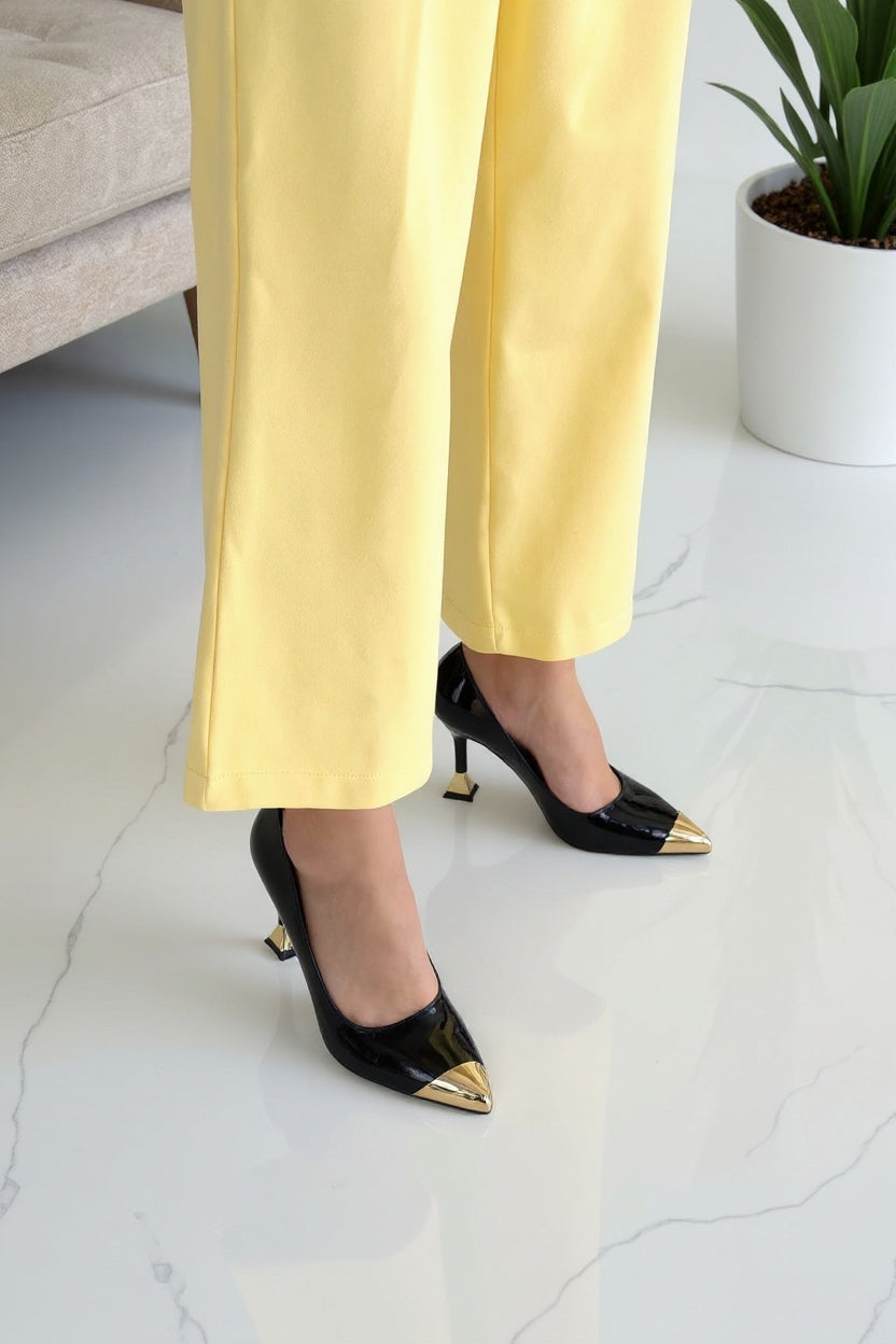 Artem Kadın Siyah Rugan Topuklu Ayakkabı