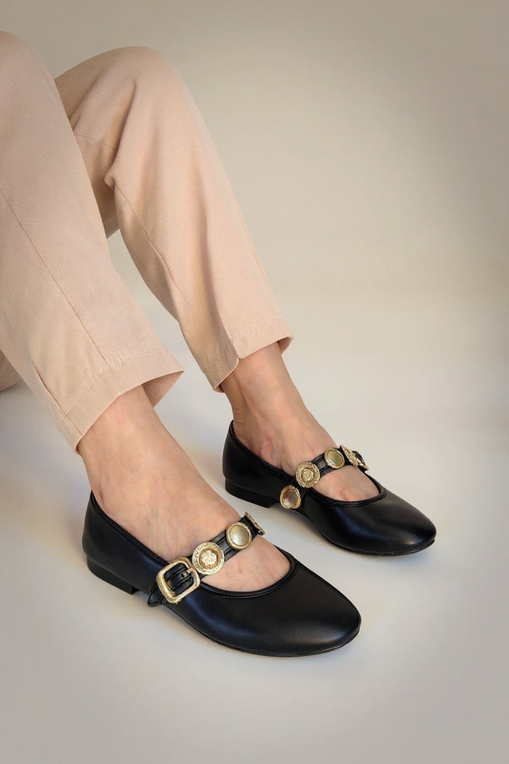 Atnis Siyah Cilt Babet Ayakkabı