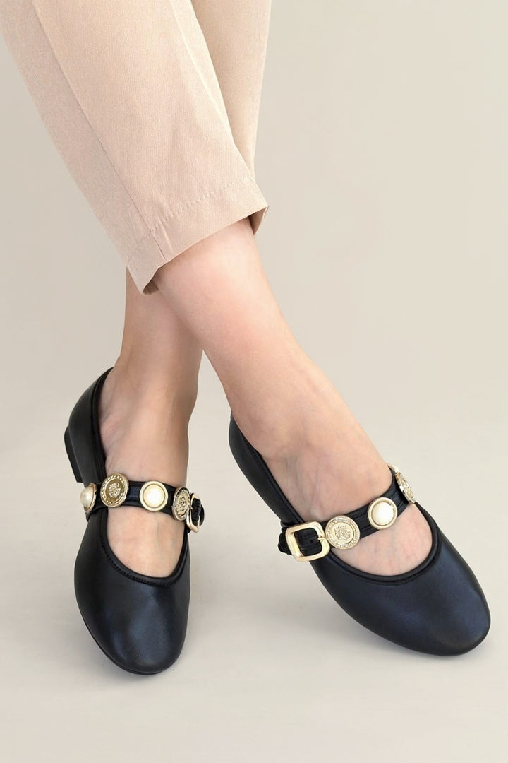 Atnis Siyah Cilt Babet Ayakkabı