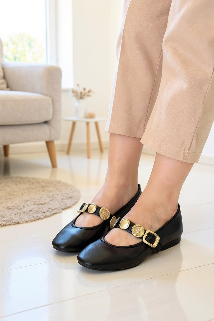 Atnis Siyah Cilt Babet Ayakkabı