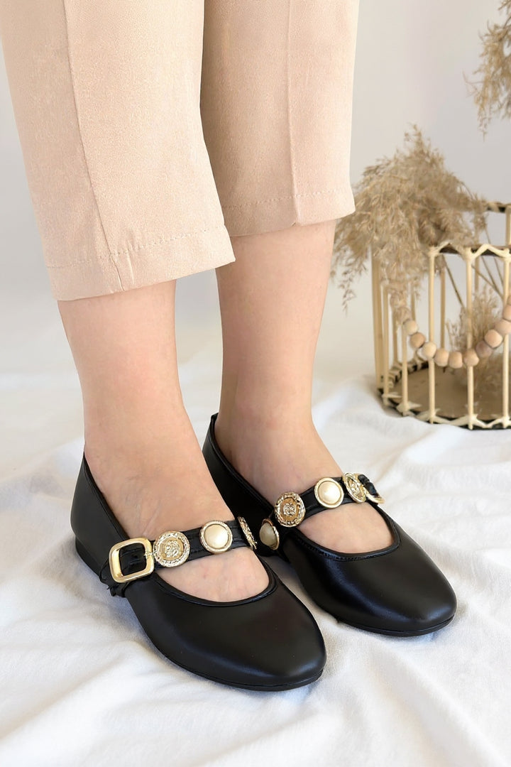 Atnis Siyah Cilt Babet Ayakkabı