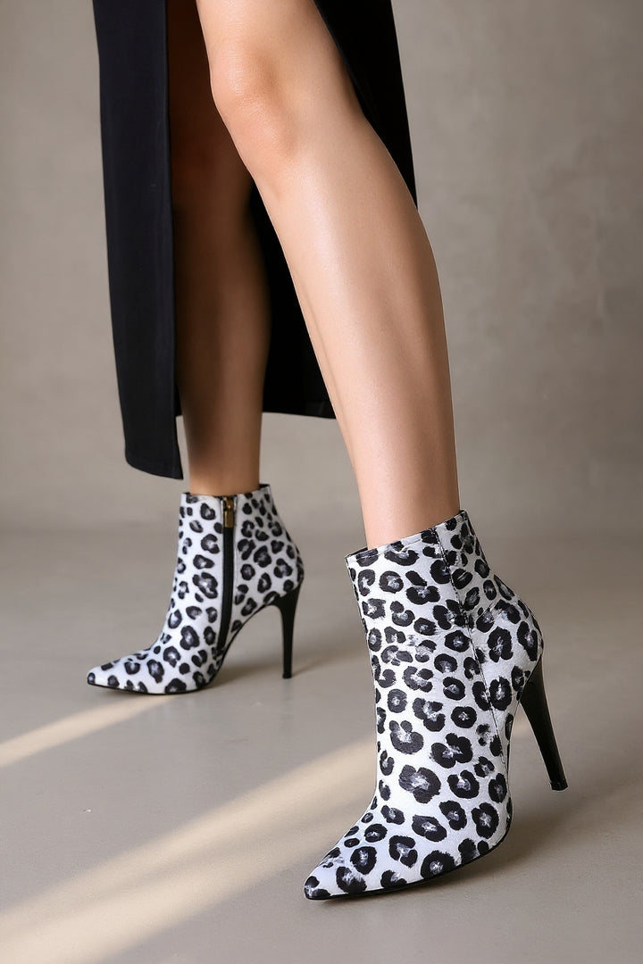 Blan Kadın Zebra Desenli Saten Topuklu Bot