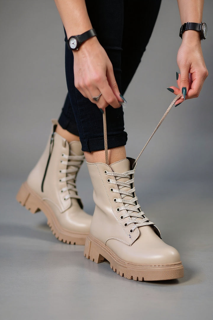 Bria Kadın Nude Kalın Tabanlı Bağcıklı Bot