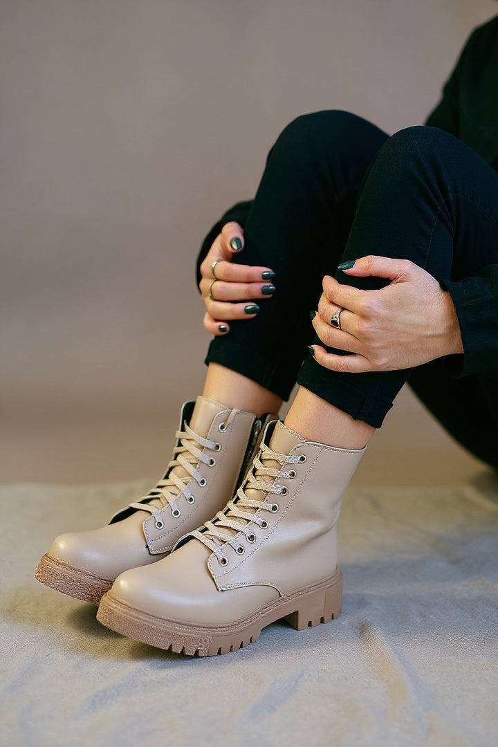 Bria Kadın Nude Kalın Tabanlı Bağcıklı Bot