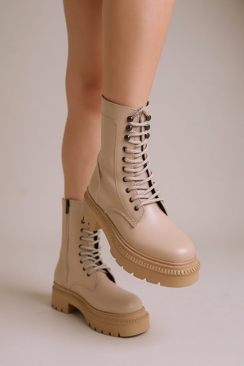 Caxa Kadın Nude Kalın Tabanlı Bağcıklı Bot