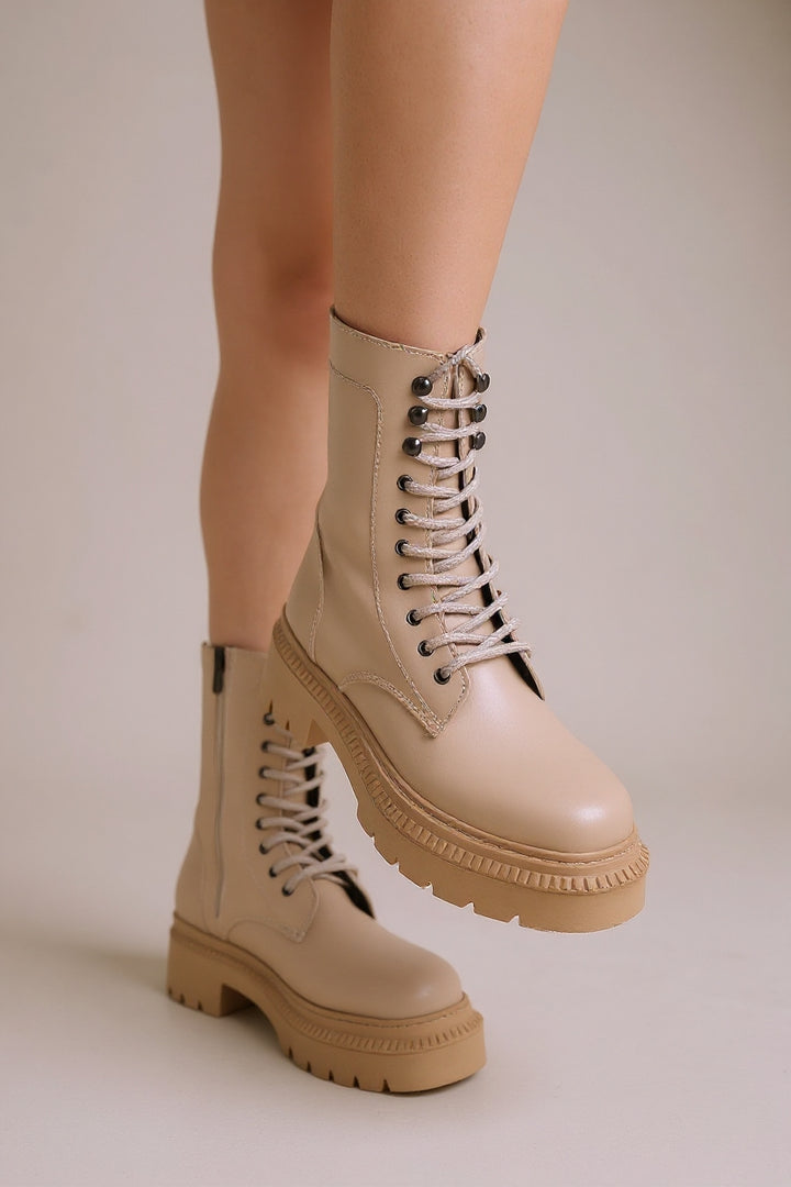 Caxa Kadın Nude Kalın Tabanlı Bağcıklı Bot