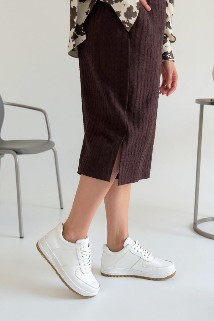 Ceyyan Kadın Beyaz Bağcıklı Spor Ayakkabı