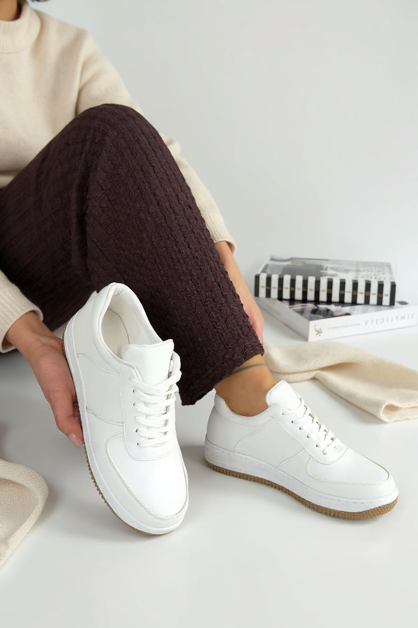 Ceyyan Kadın Beyaz Bağcıklı Spor Ayakkabı