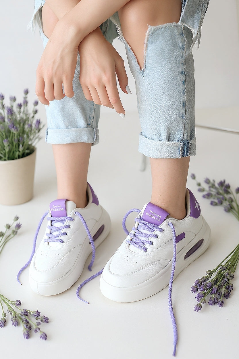 Chris Kadın Beyaz Lila Bağcıklı Spor Ayakkabı