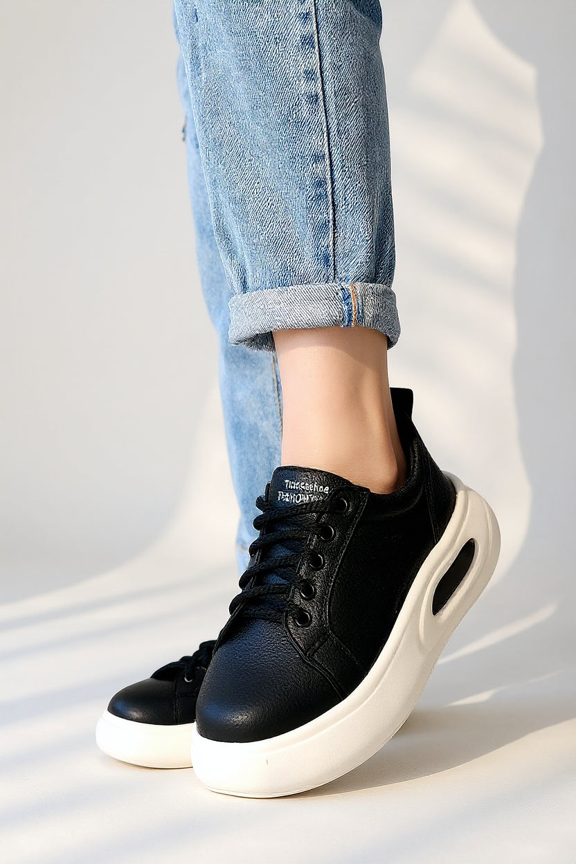 Chris Kadın Siyah Bağcıklı Spor Ayakkabı