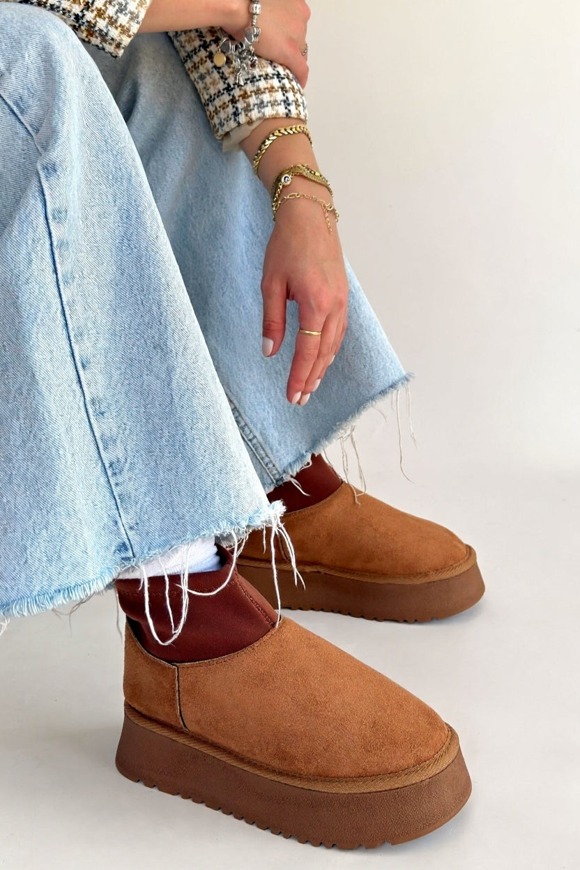 Cuen Kadın Taba Streç Boğazlı Kürklü Süet Bot