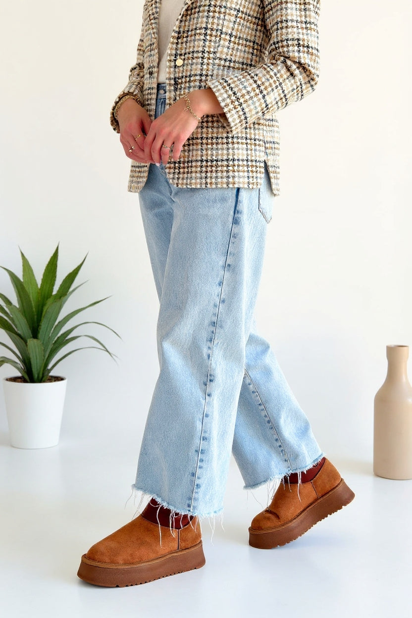 Cuen Kadın Taba Streç Boğazlı Kürklü Süet Bot