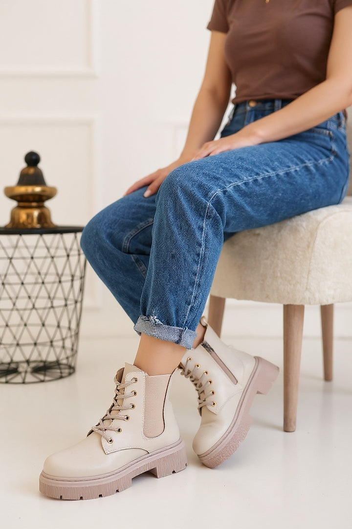 Daum Kadın Nude Lastik Detaylı Bağcıklı Bot