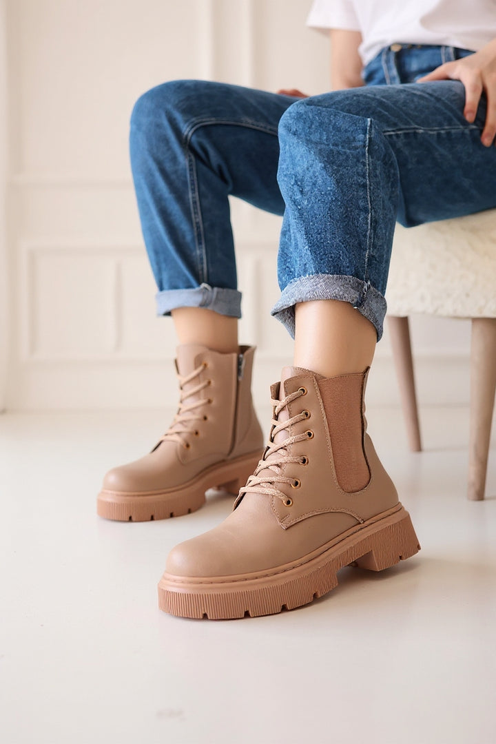 Daum Kadın Nude Lastik Detaylı Bağcıklı Bot