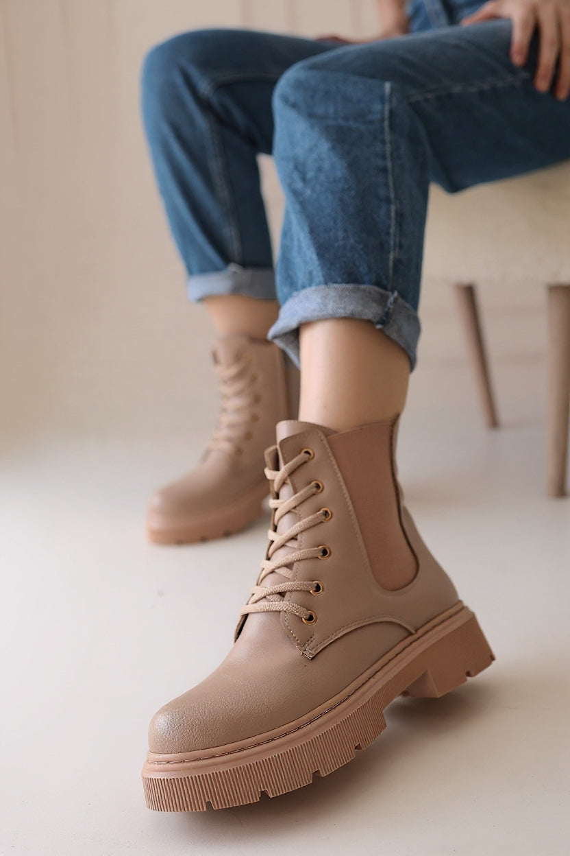 Daum Kadın Nude Lastik Detaylı Bağcıklı Bot