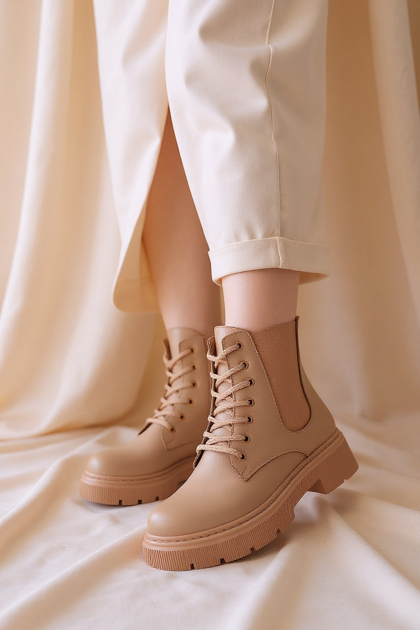 Daum Kadın Nude Lastik Detaylı Bağcıklı Bot