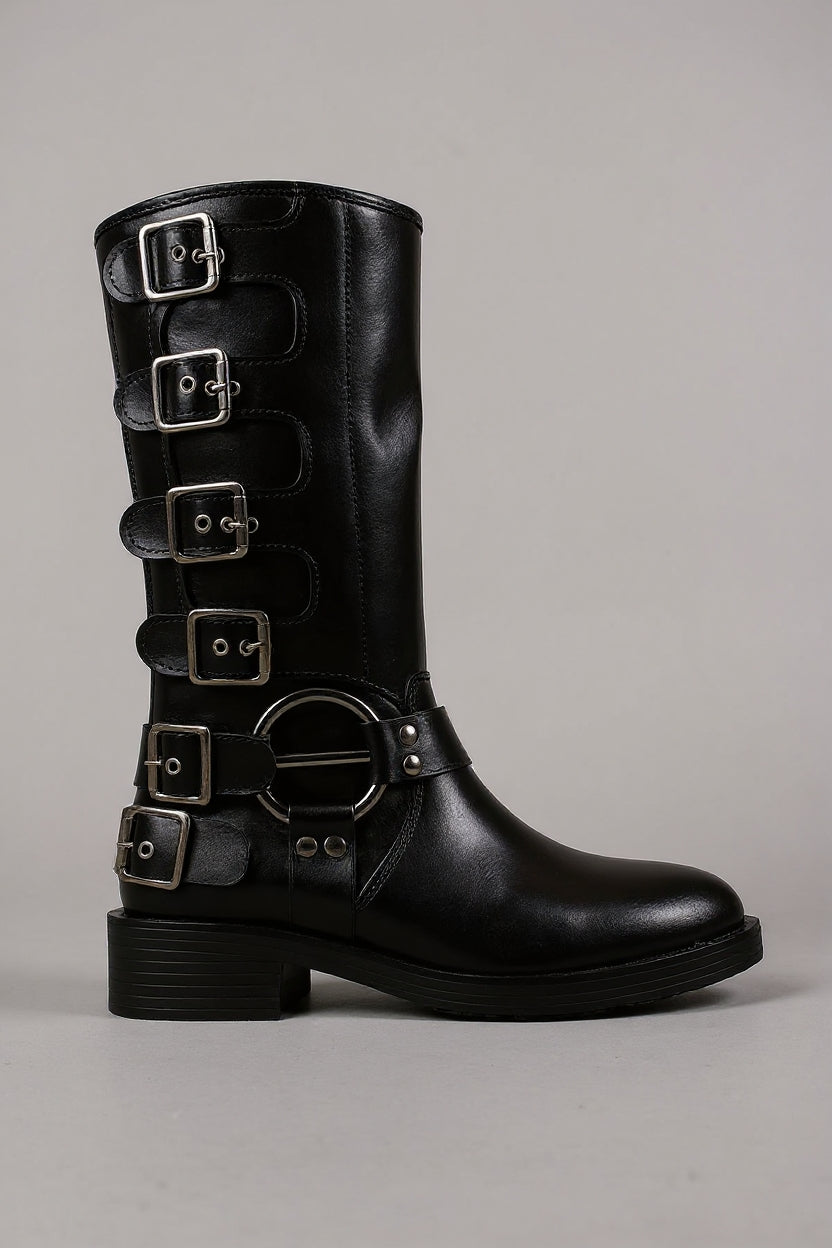 Davy Kadın Toka Detaylı Siyah Çizme