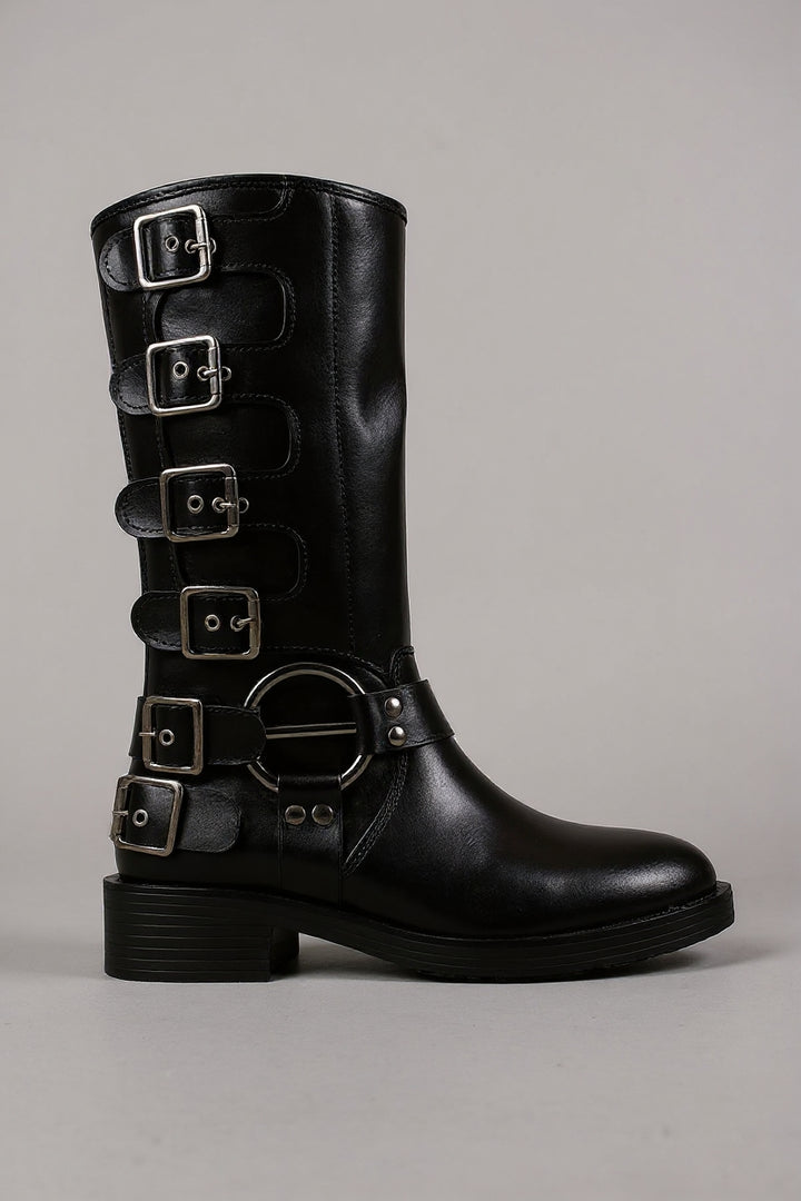 Davy Kadın Toka Detaylı Siyah Çizme