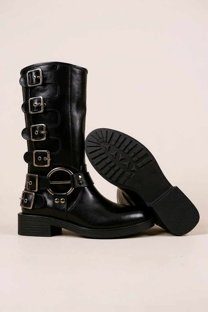 Davy Kadın Toka Detaylı Siyah Çizme