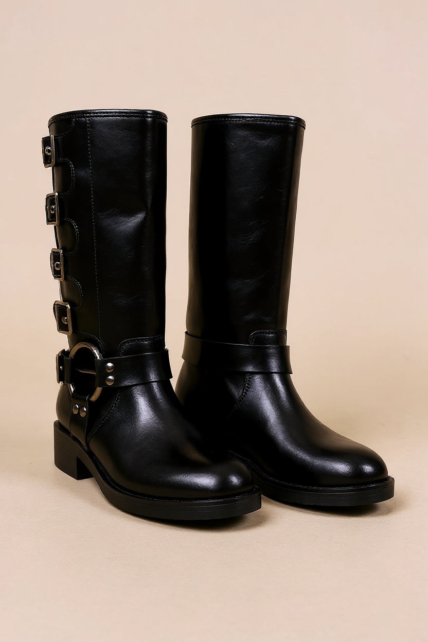 Davy Kadın Toka Detaylı Siyah Çizme