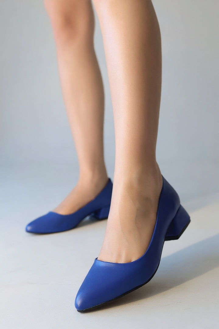 Desniy Kadın Mavi Kısa Topuklu Ayakkabı