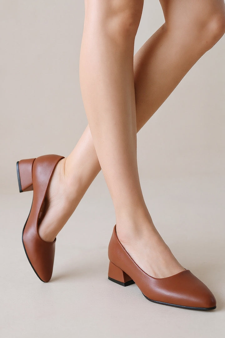 Desniy Kadın Taba Kısa Topuklu Ayakkabı