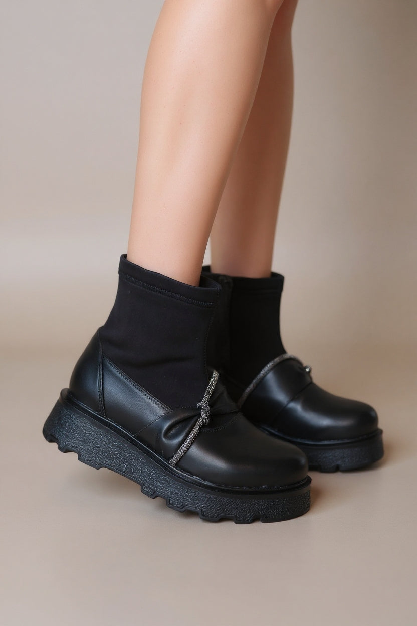 Dewn Kadın Siyah Streç Üst Detaylı Platform Bot