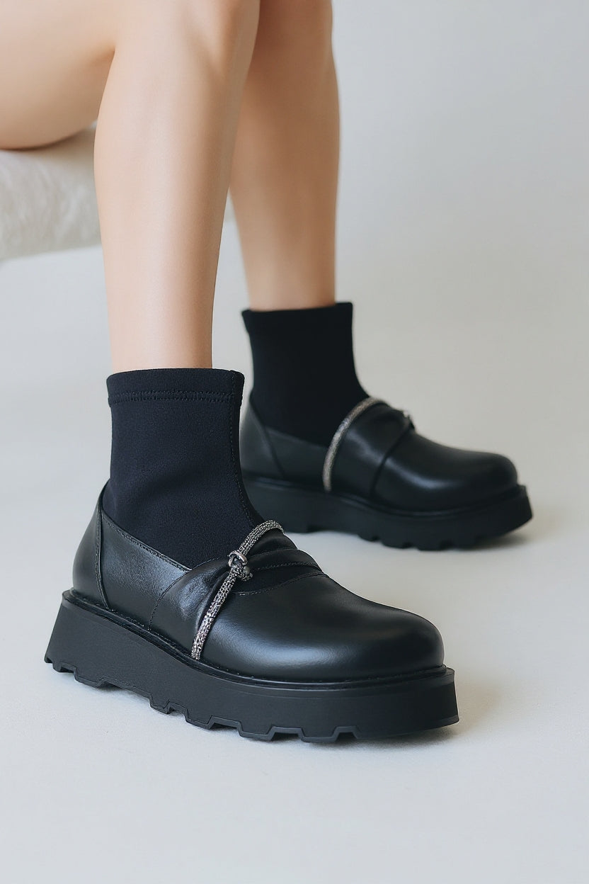 Dewn Kadın Siyah Streç Üst Detaylı Platform Bot