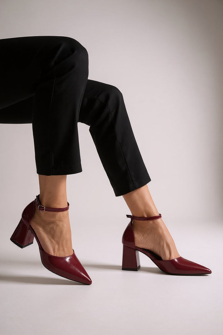 Doren Bordo Rugan Kadın Topuklu Ayakkabı