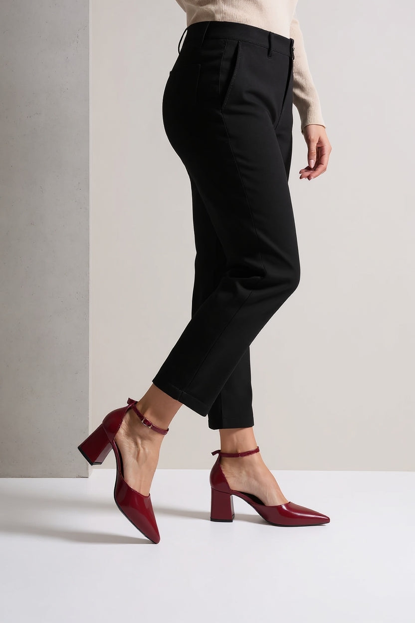 Doren Bordo Rugan Kadın Topuklu Ayakkabı