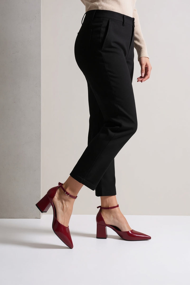 Doren Bordo Rugan Kadın Topuklu Ayakkabı