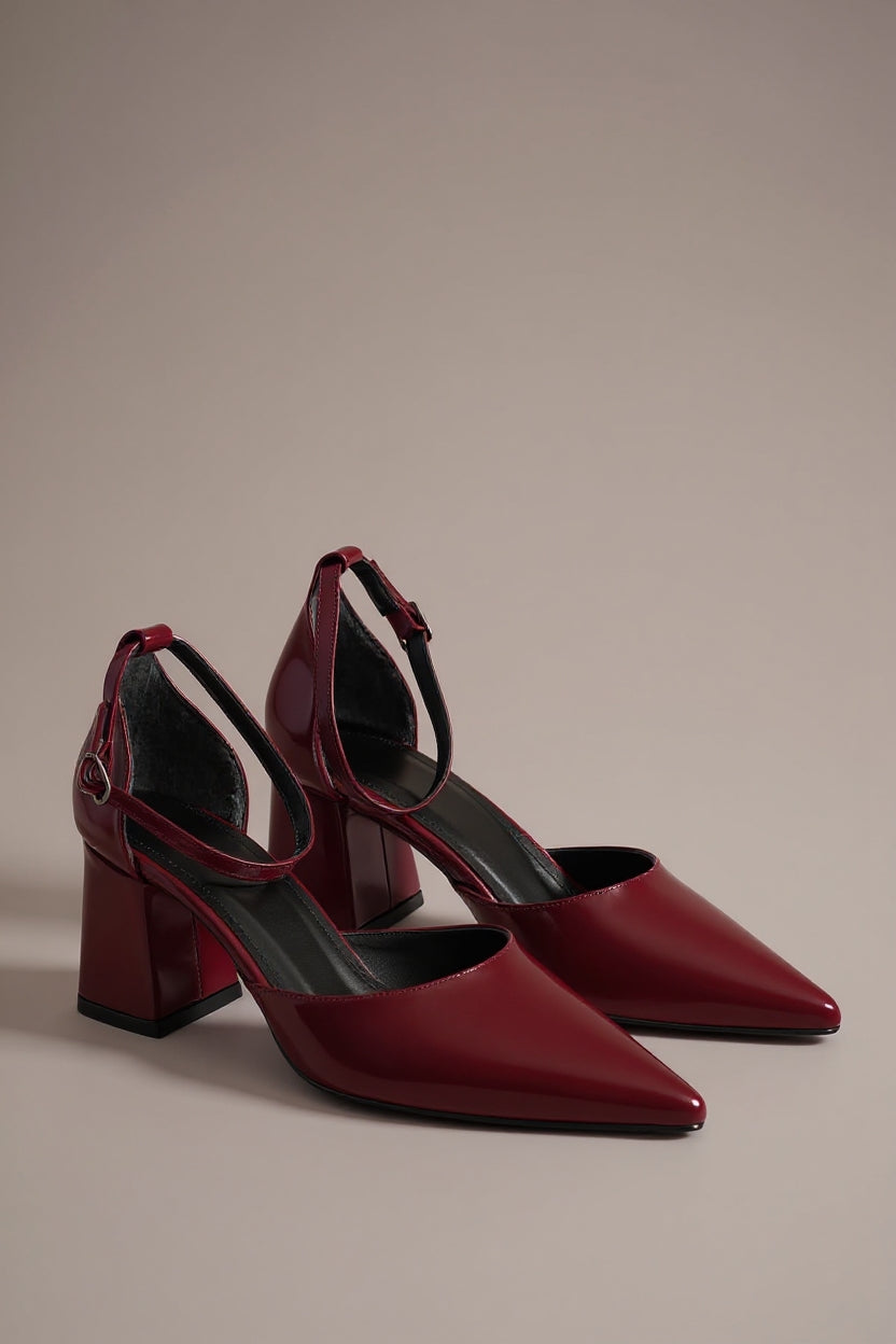 Doren Bordo Rugan Kadın Topuklu Ayakkabı