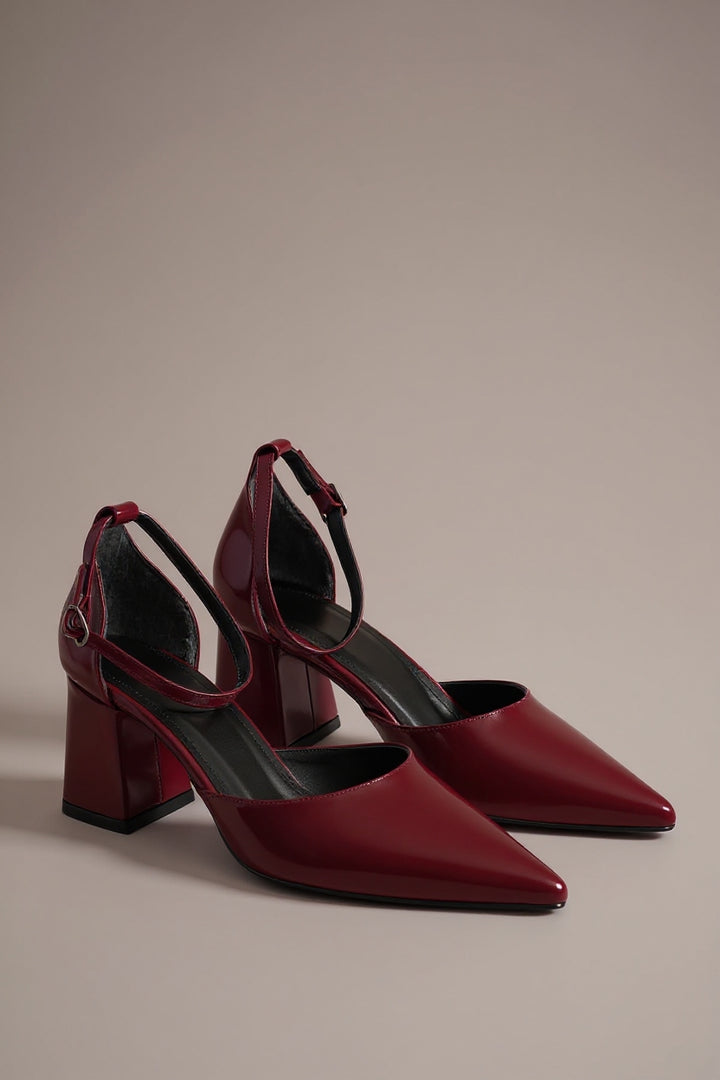 Doren Bordo Rugan Kadın Topuklu Ayakkabı