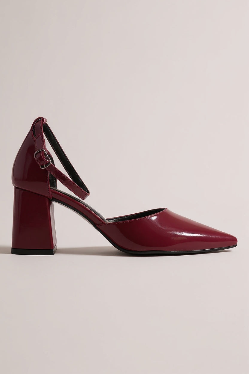 Doren Bordo Rugan Kadın Topuklu Ayakkabı