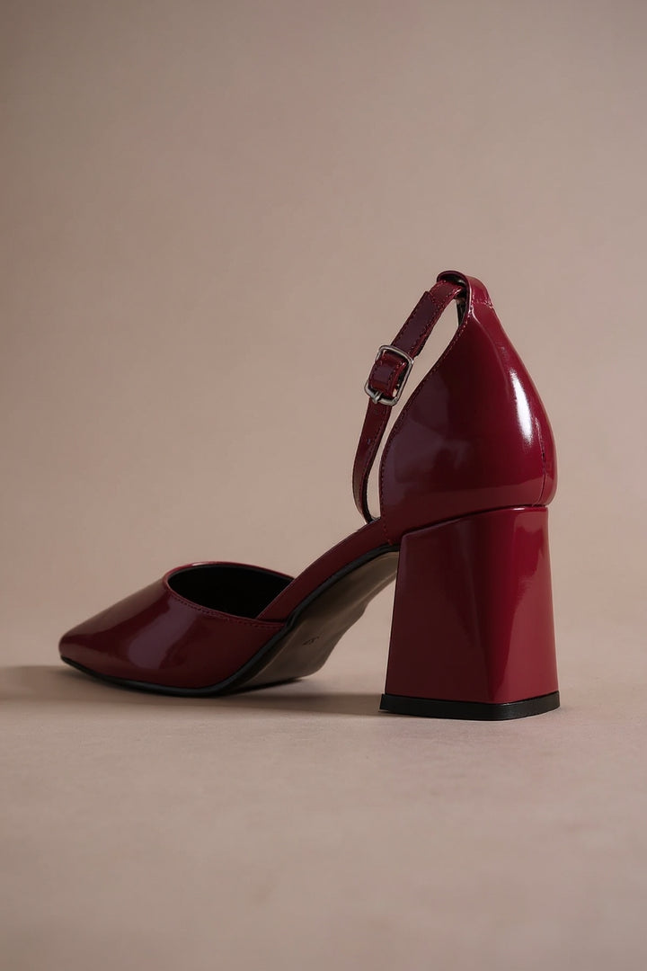 Doren Bordo Rugan Kadın Topuklu Ayakkabı