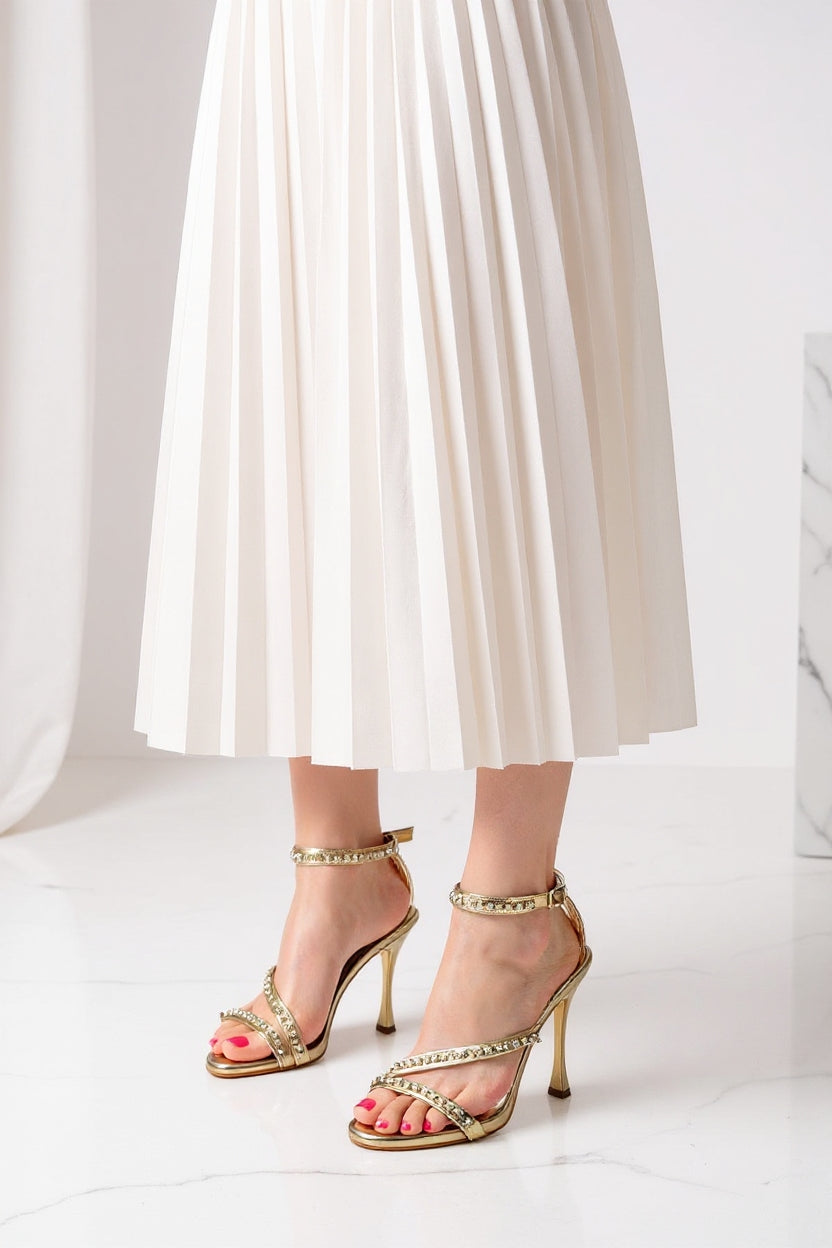 Emany Kadın Gold Taşlı Vivet Platformlu Topuklu Abiye Ayakkabı