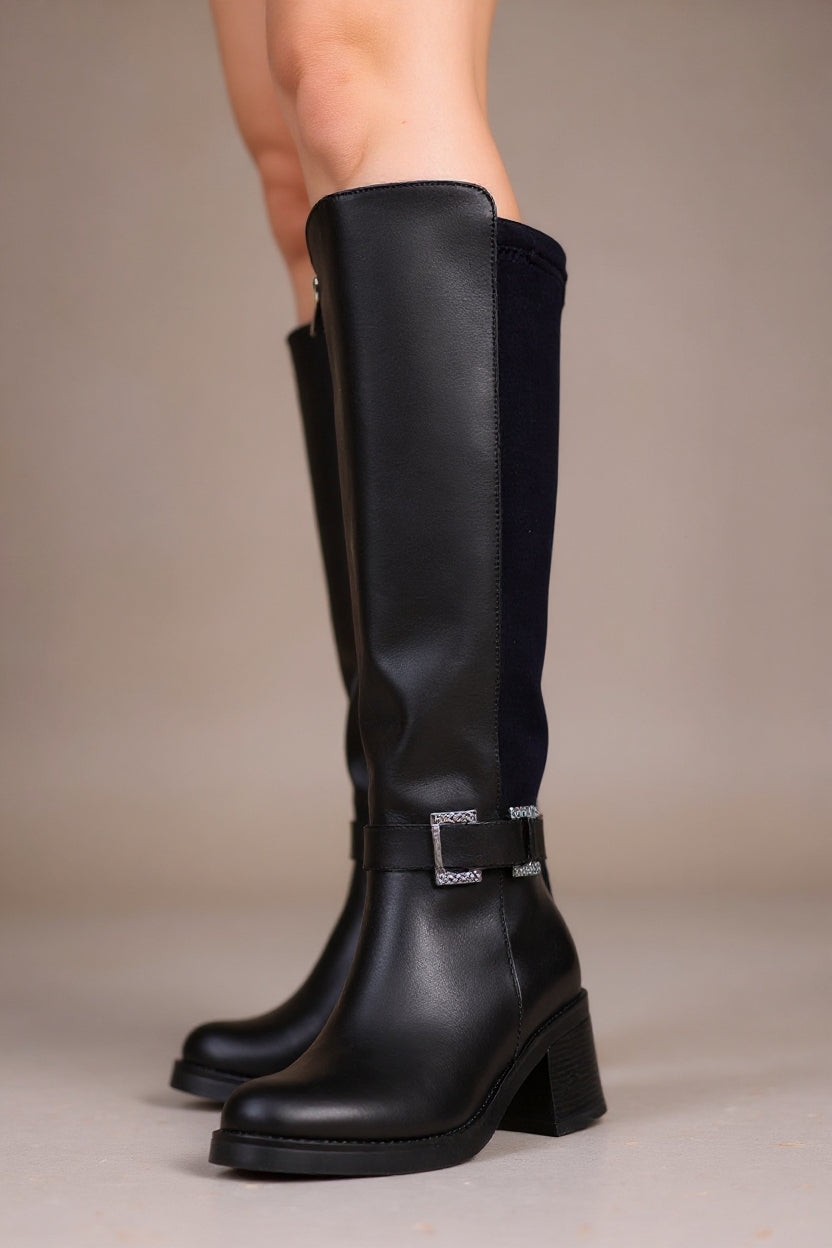 Emrat Kadın Siyah Topuklu Streç Çizme