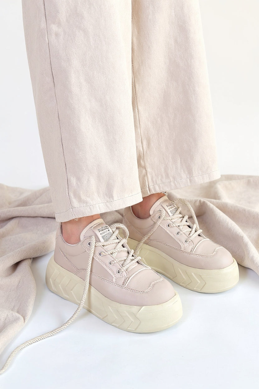 Emwa Kadın Bej Bağcıklı Spor Ayakkabı