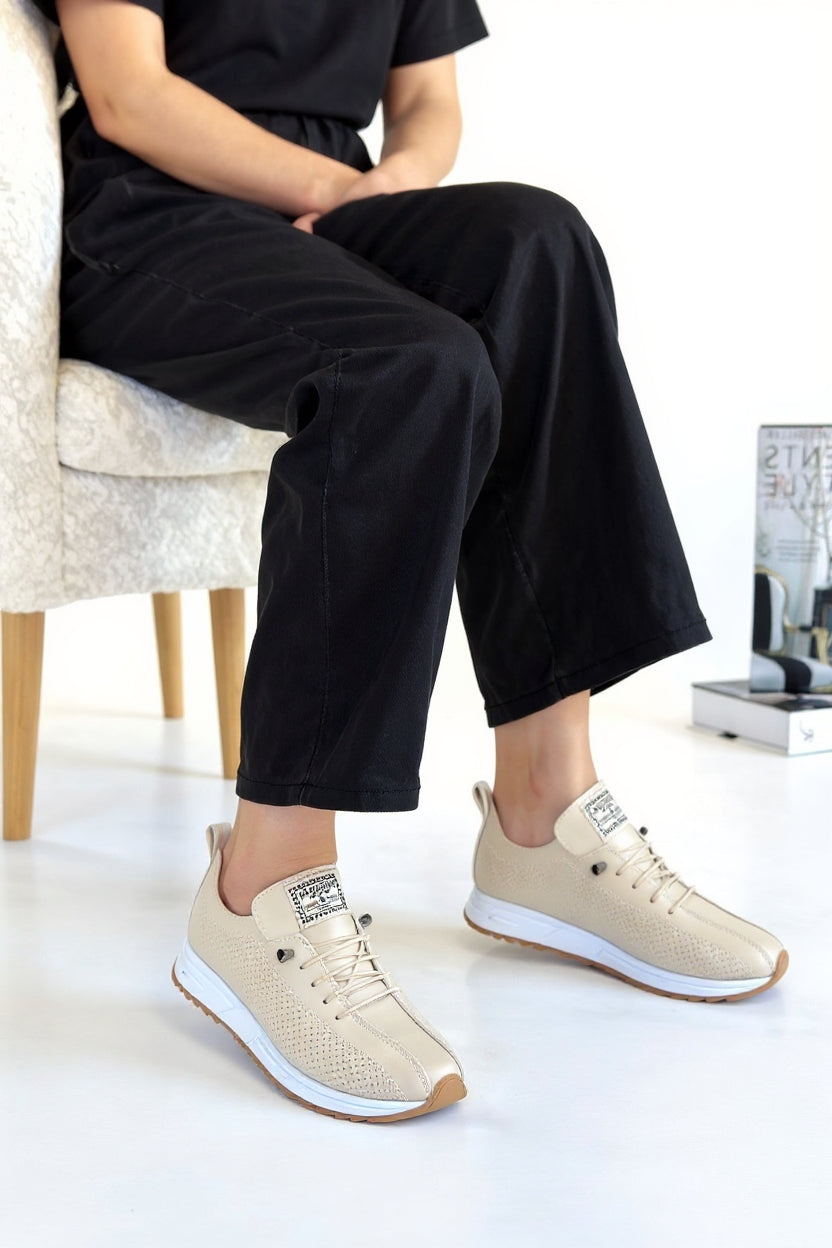 Fiert Kadın Bej Bağcıklı Spor Ayakkabı