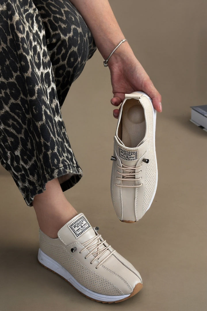 Fiert Kadın Bej Bağcıklı Spor Ayakkabı