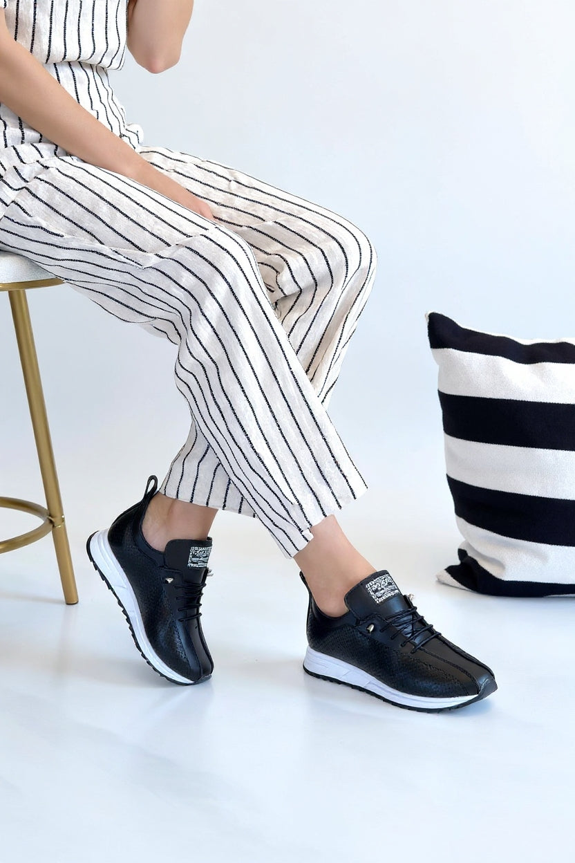 Fiert Kadın Siyah Bağcıklı Spor Ayakkabı