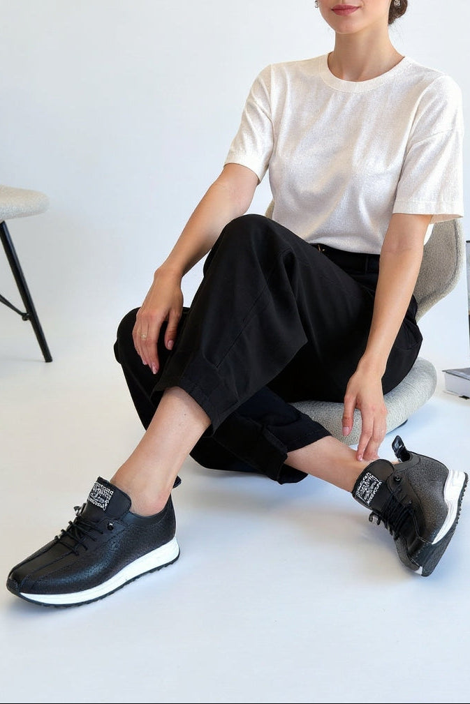 Fiert Kadın Siyah Bağcıklı Spor Ayakkabı