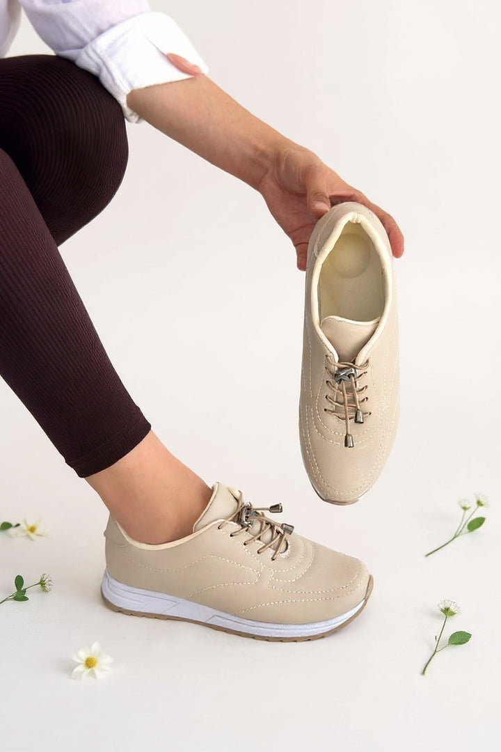 Finna Kadın Bej Bağcıklı Spor Ayakkabı